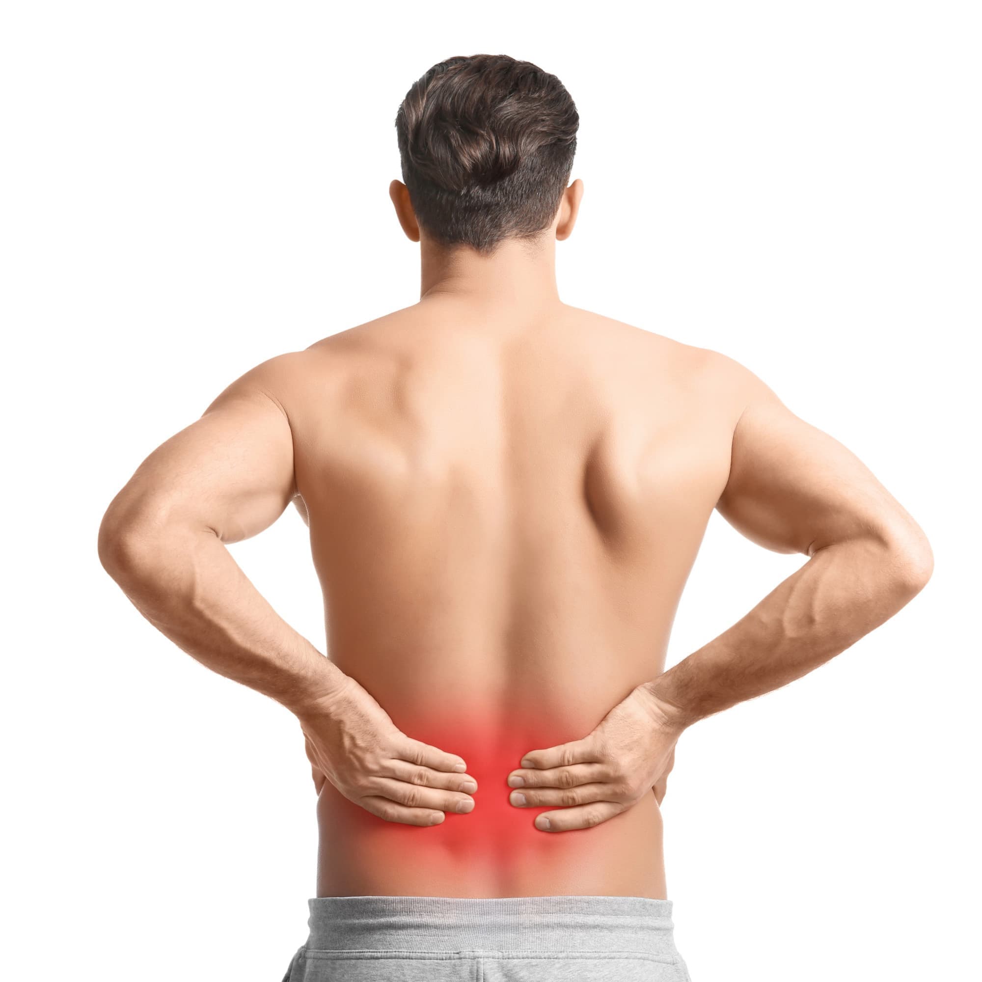 Uomo con dolore lombare e mal di schiena